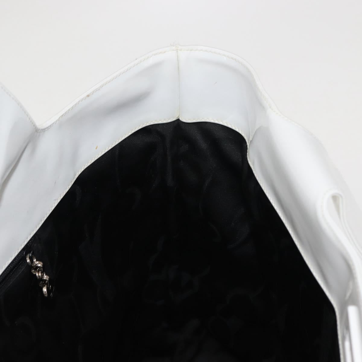 Salvatore Ferragamo Gancini Tote Bag Enamel White Auth 147620