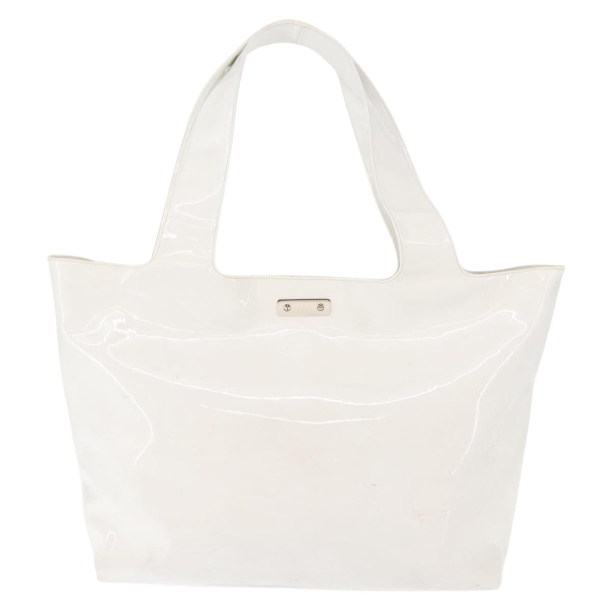 Salvatore Ferragamo Gancini Tote Bag Enamel White Auth 147620
