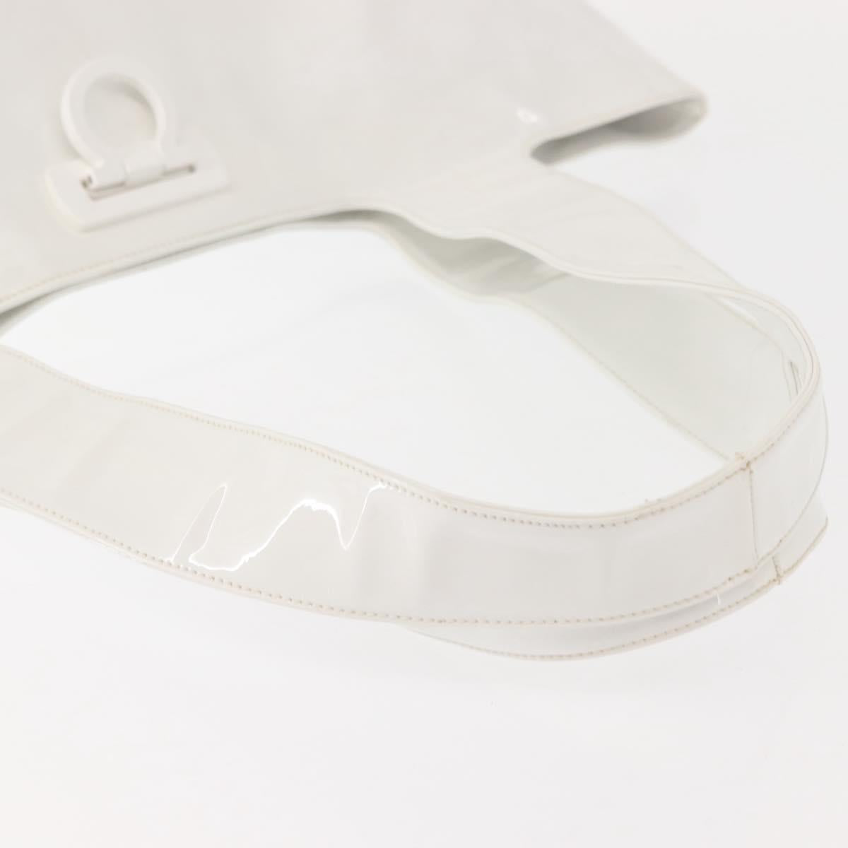 Salvatore Ferragamo Gancini Tote Bag Enamel White Auth 147620