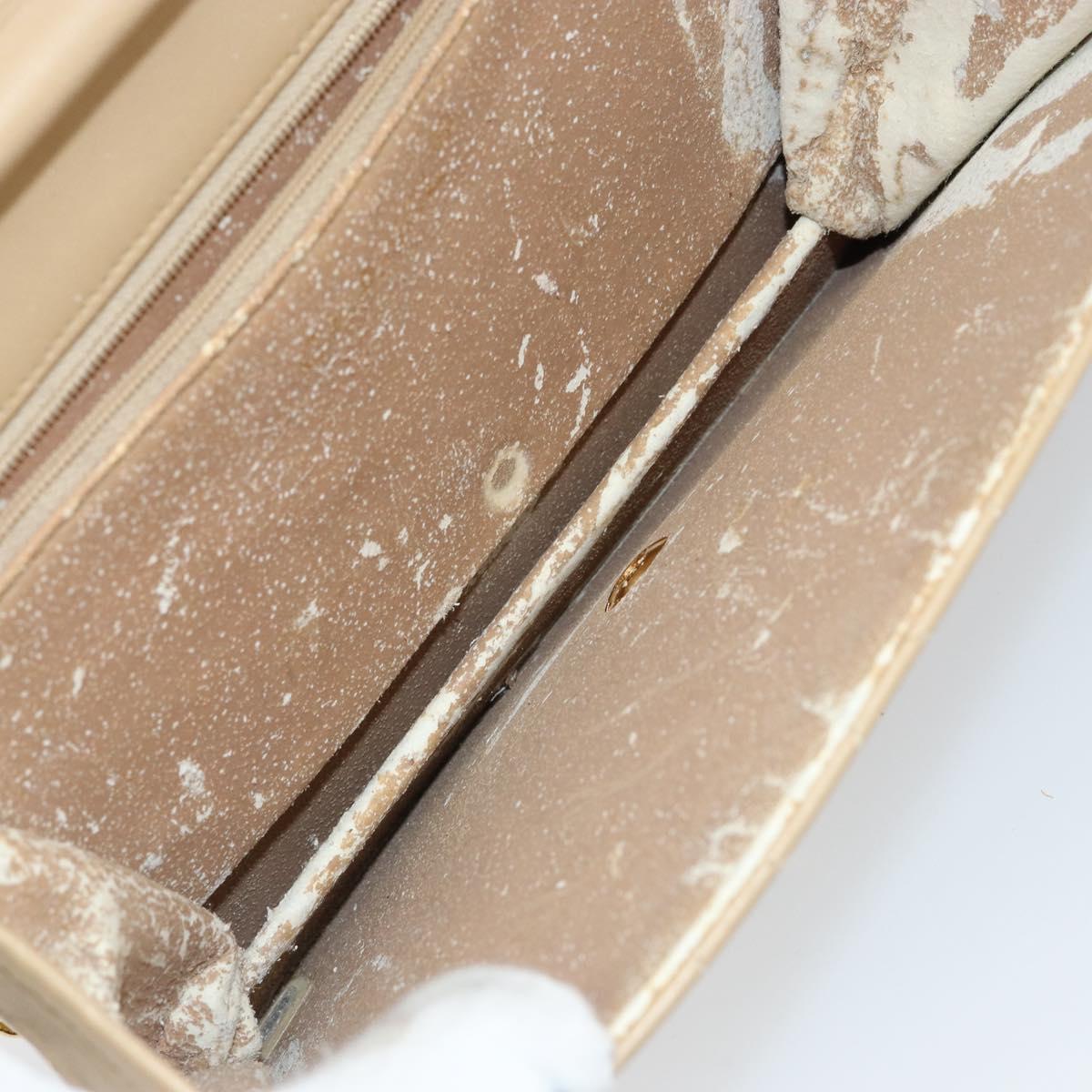 CHANEL Matelasse Chain Shoulder Bag Lamb Skin Beige Gold CC Auth 147627