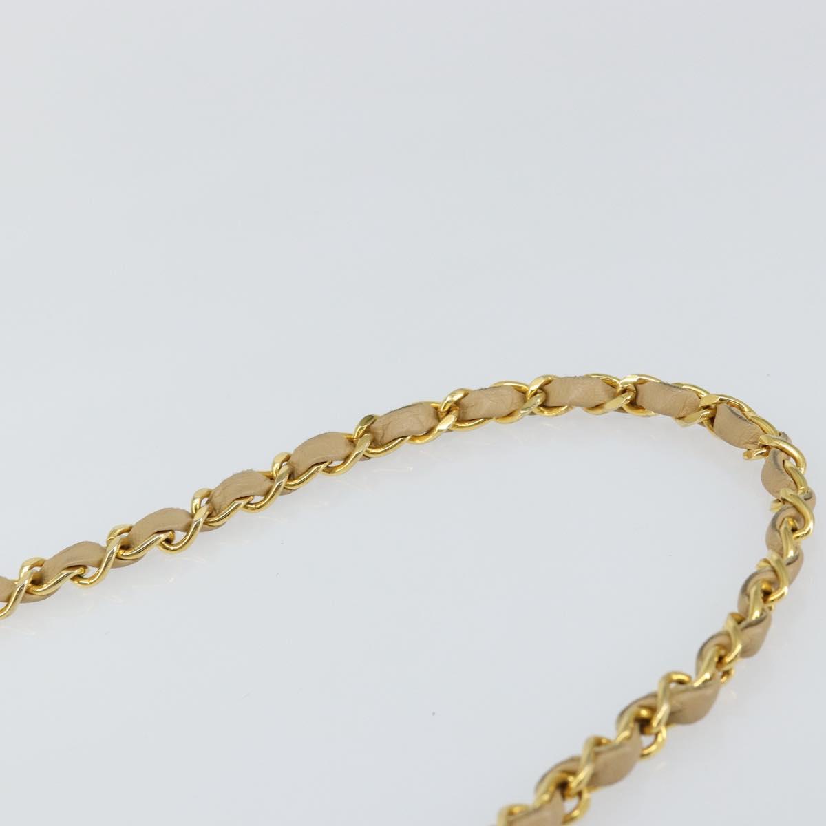 CHANEL Matelasse Chain Shoulder Bag Lamb Skin Beige Gold CC Auth 147627