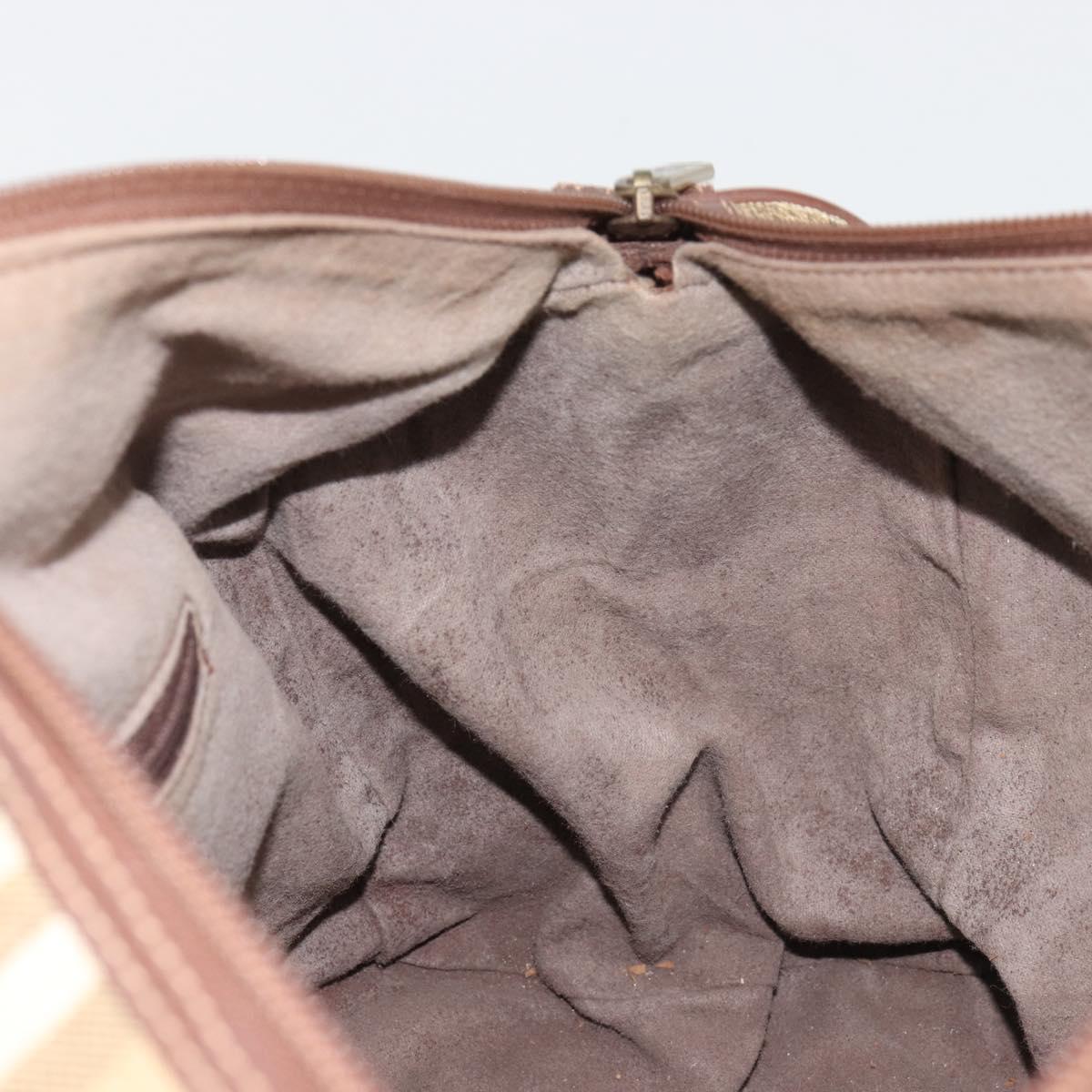 Burberrys Nova Check Boston Bag PVC Beige Gold Auth 147629