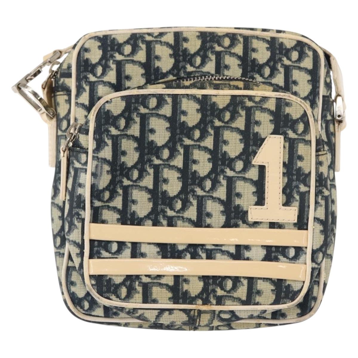 Christian Dior Trotter Canvas Shoulder Bag Navy Auth 147633