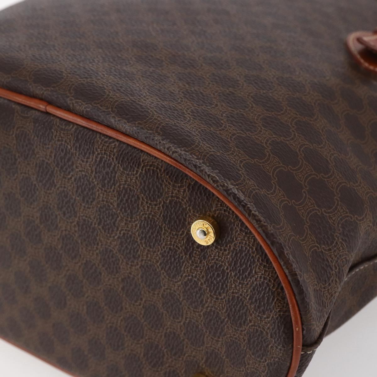 CELINE Macadam Canvas Tote Bag PVC Leather Brown Gold Auth 147637