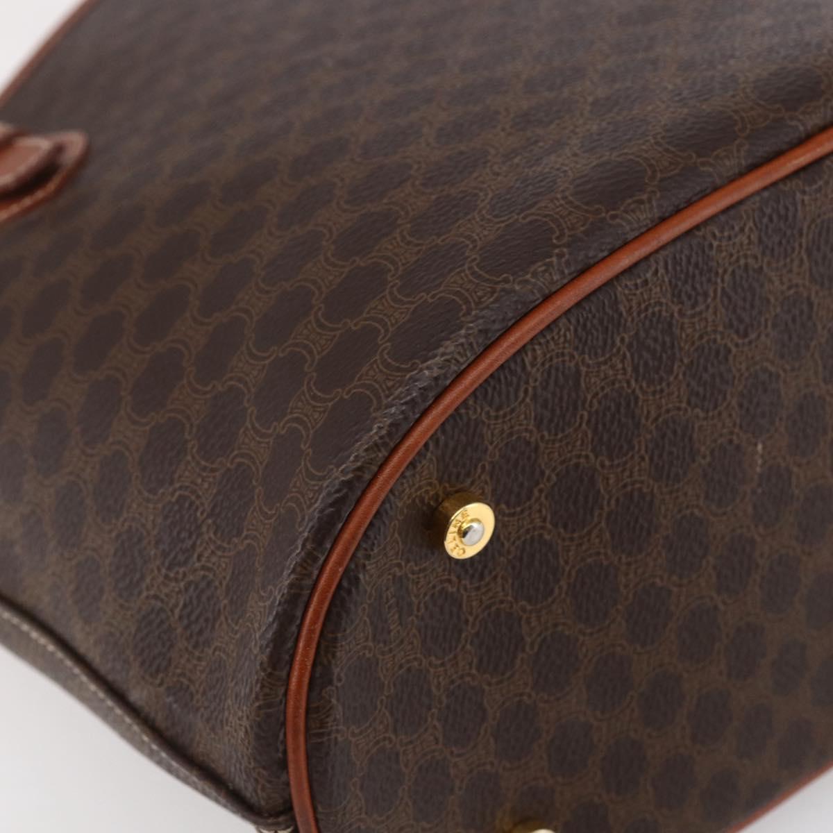 CELINE Macadam Canvas Tote Bag PVC Leather Brown Gold Auth 147637