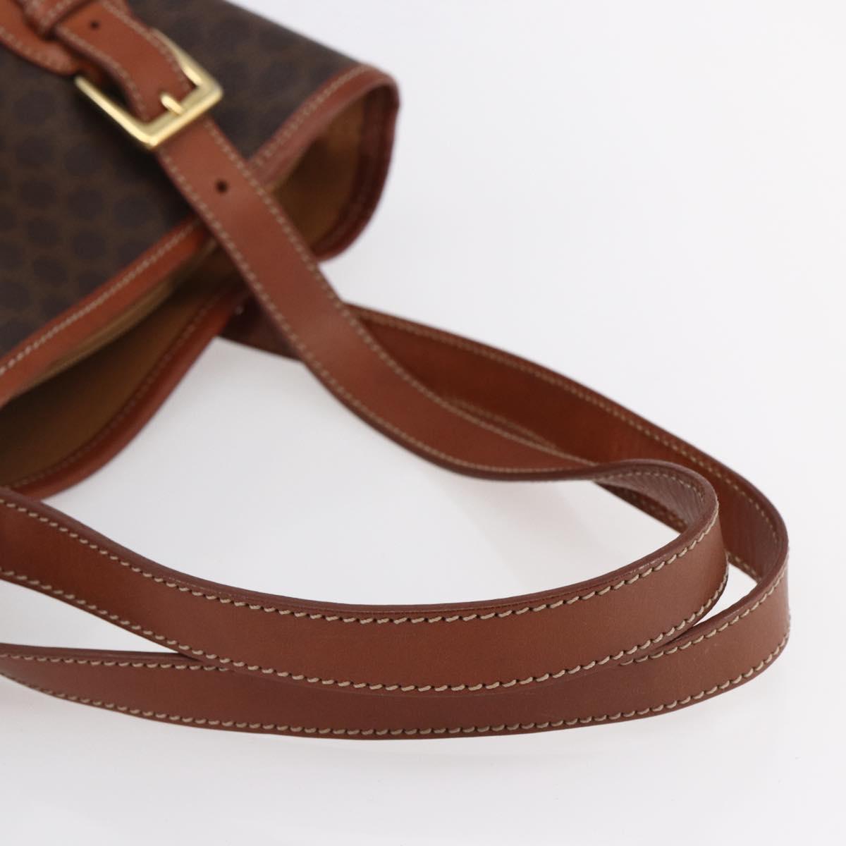 CELINE Macadam Canvas Tote Bag PVC Leather Brown Gold Auth 147637