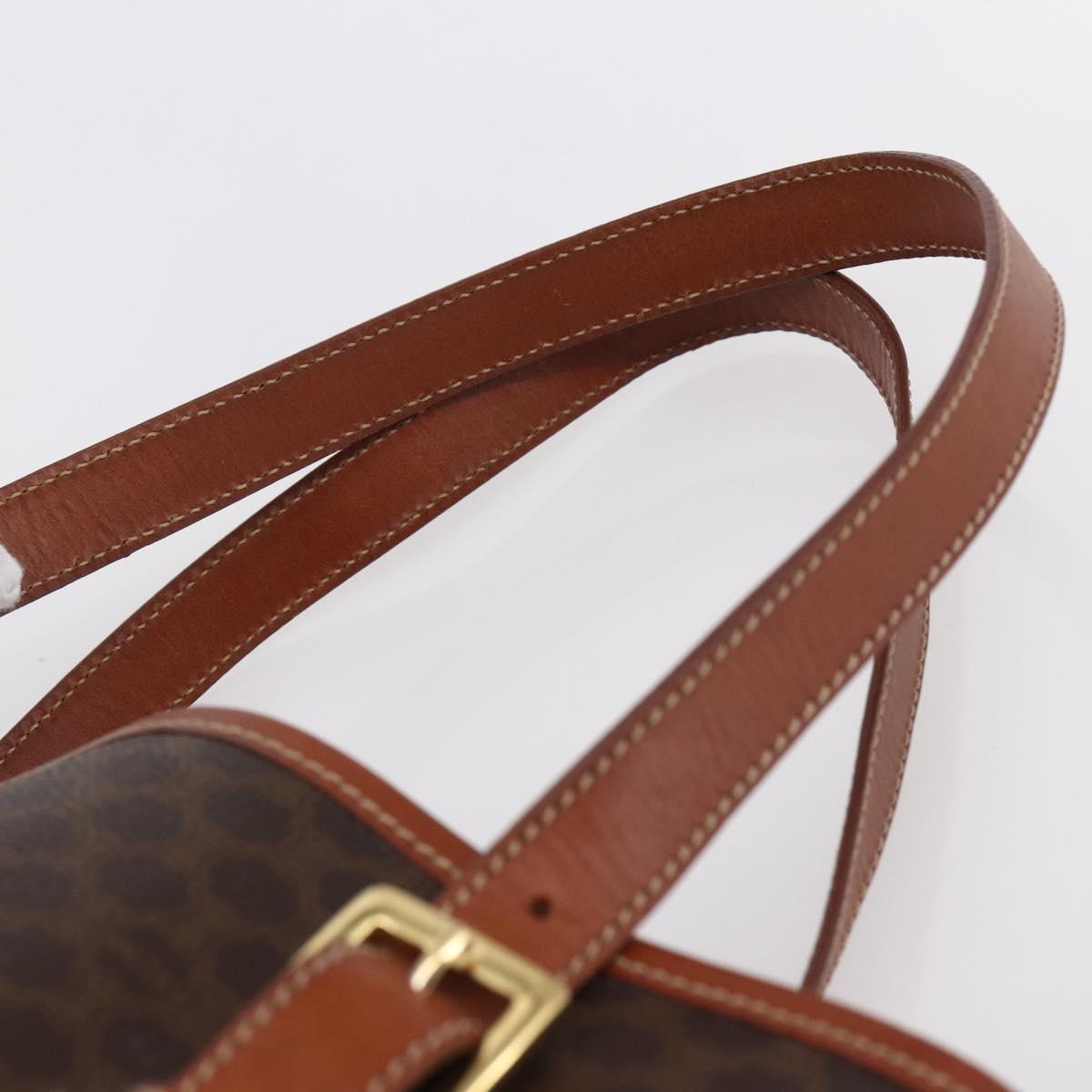 CELINE Macadam Canvas Tote Bag PVC Leather Brown Gold Auth 147637