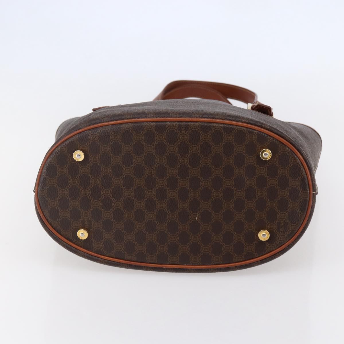 CELINE Macadam Canvas Tote Bag PVC Leather Brown Gold Auth 147637