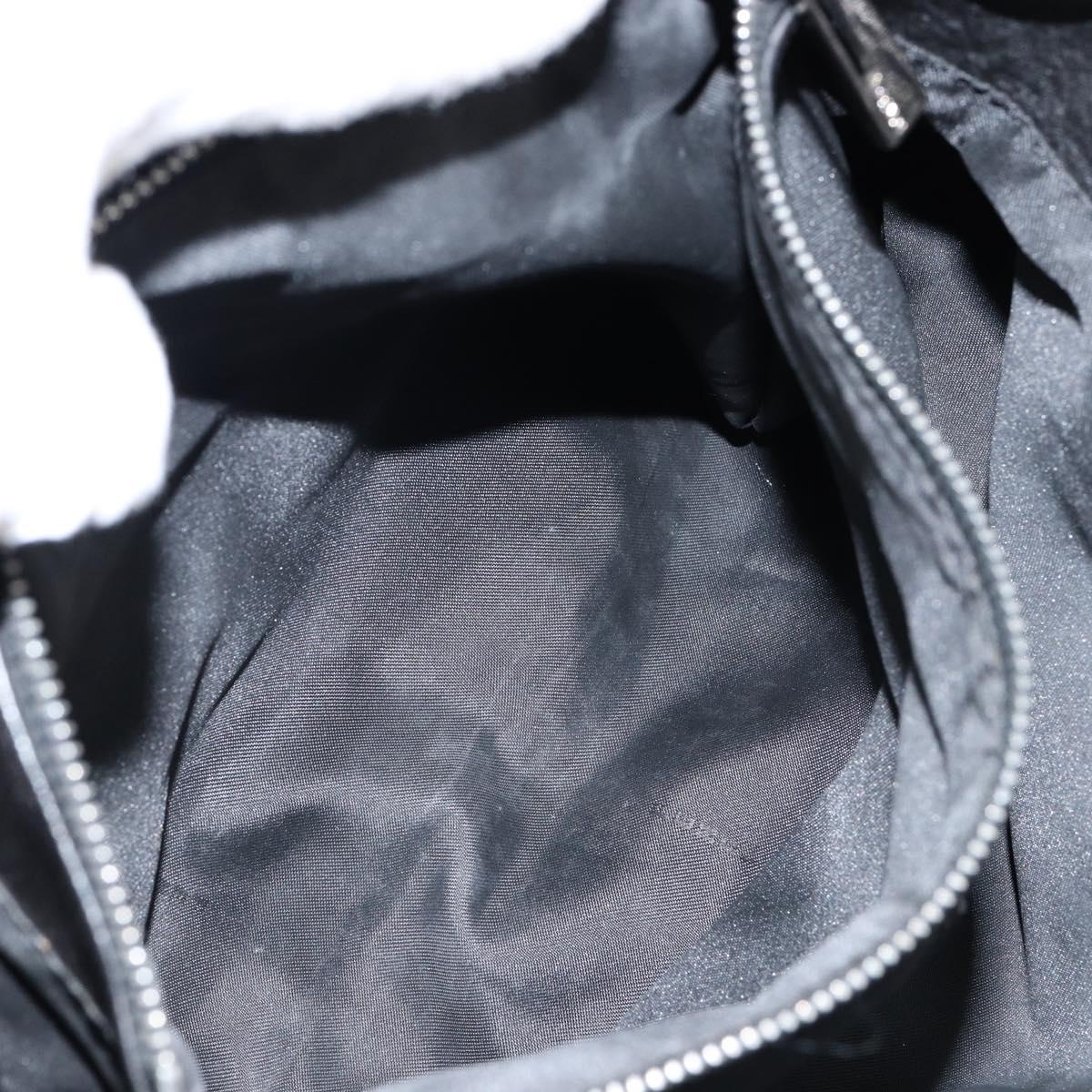 FENDI Hand Bag Leather Black Silver Auth 147641