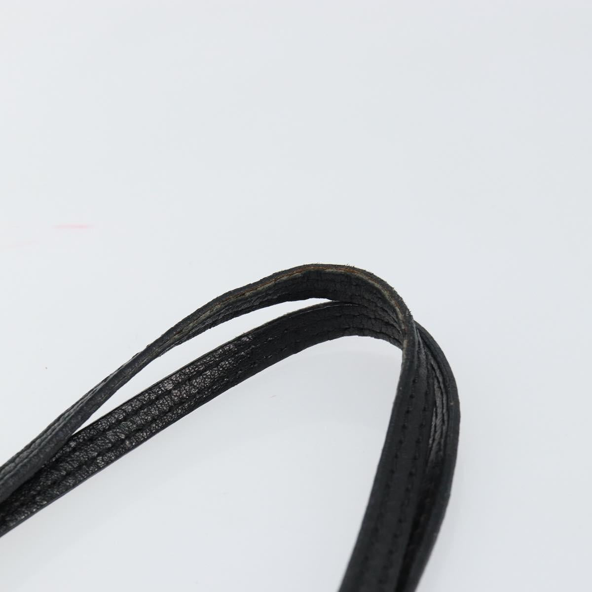 FENDI Hand Bag Leather Black Silver Auth 147641