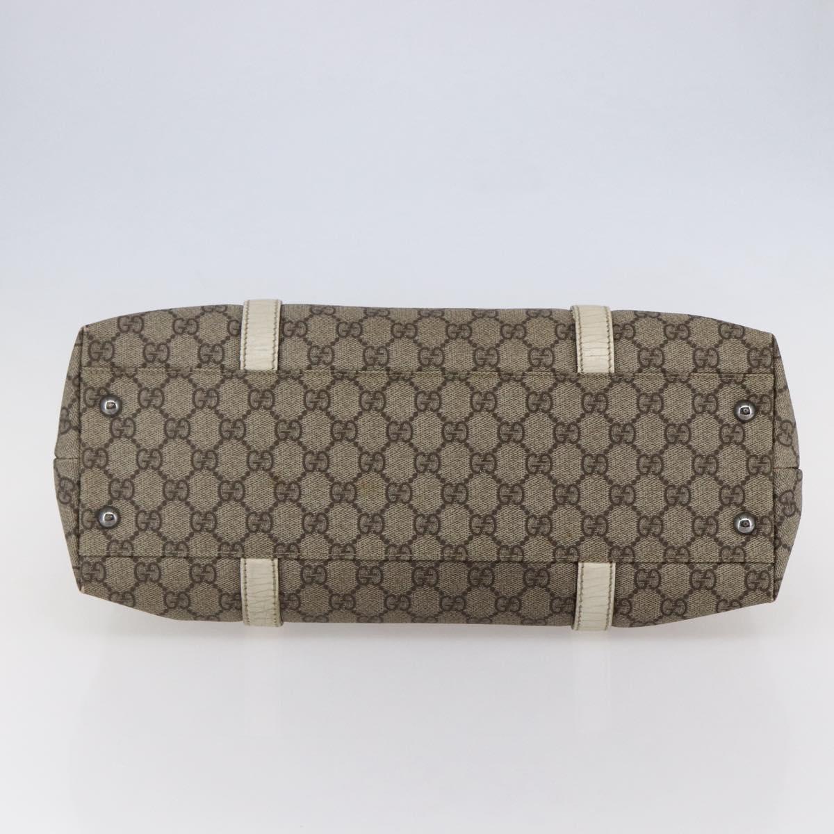 GUCCI GG Supreme Tote Bag PVC Beige Silver 114595 Auth 147642