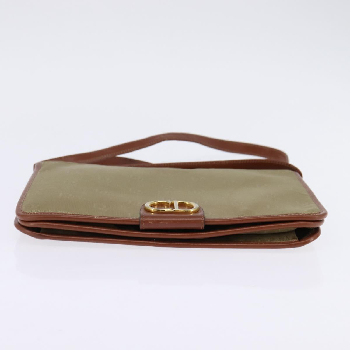 Christian Dior Shoulder Bag Nylon Beige Gold Auth 147658