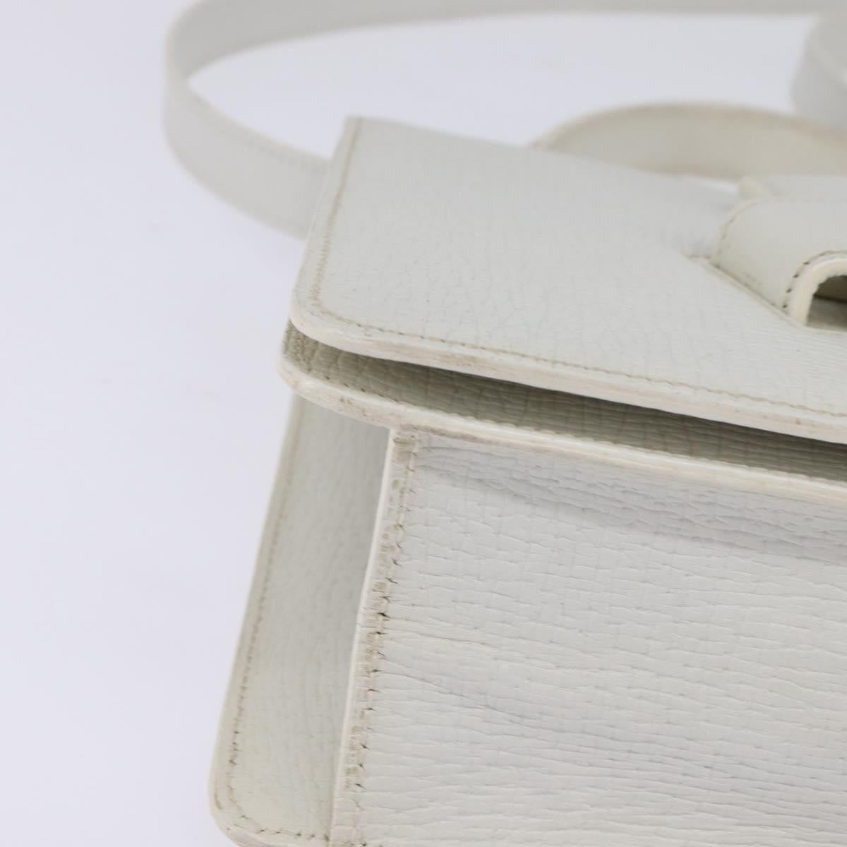 LOEWE Barcelona Hand Bag Leather 2way White Gold Auth 147666