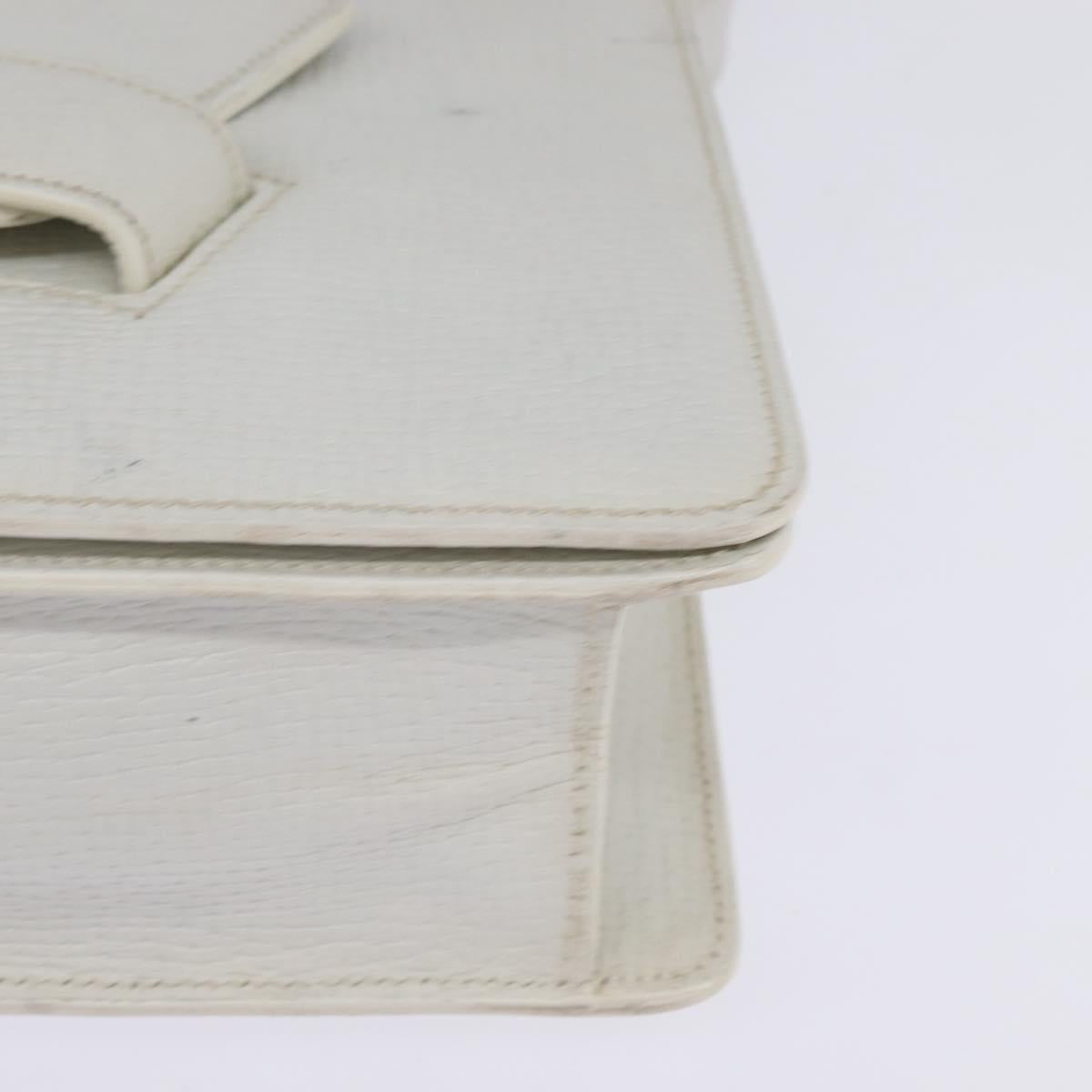 LOEWE Barcelona Hand Bag Leather 2way White Gold Auth 147666