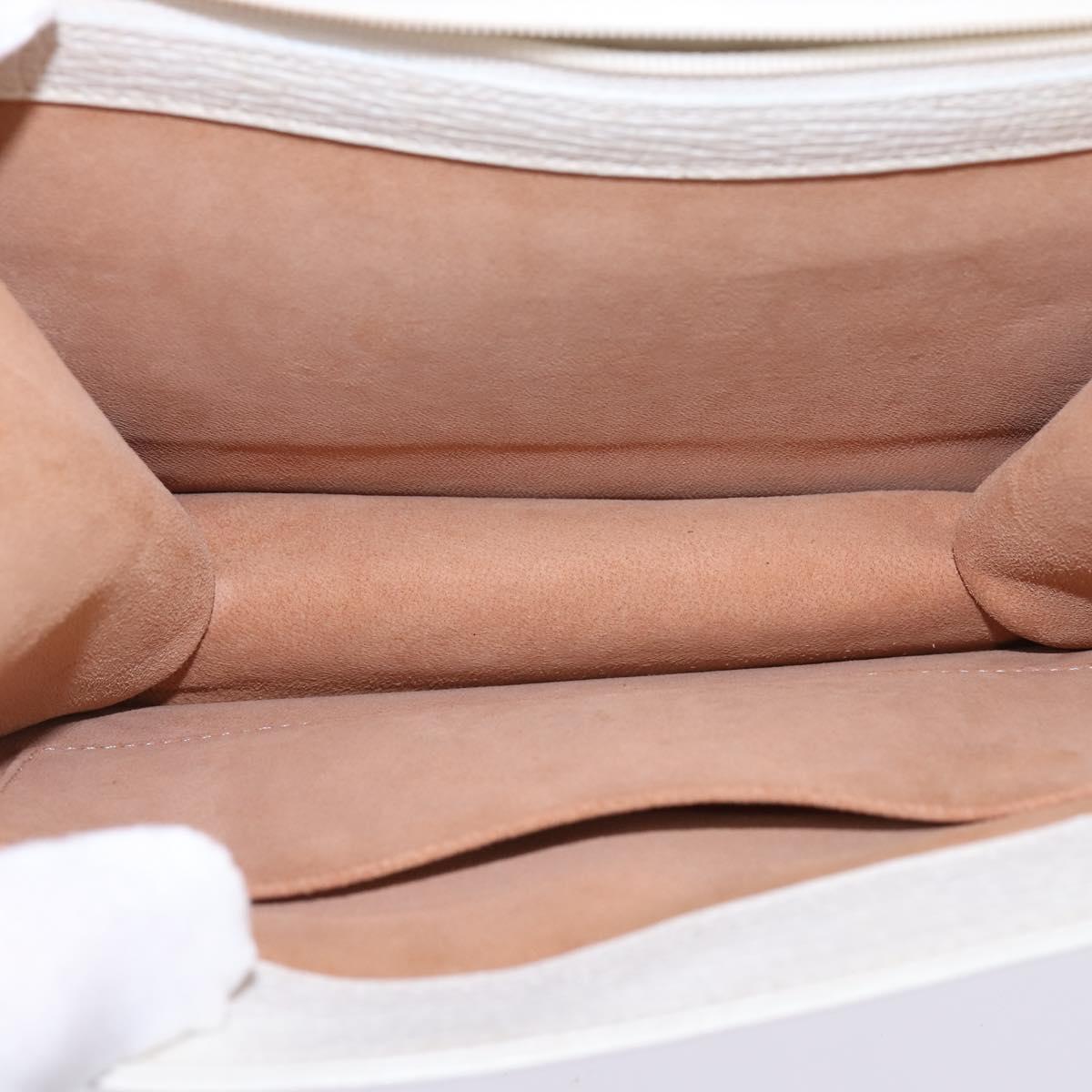 LOEWE Barcelona Hand Bag Leather 2way White Gold Auth 147666