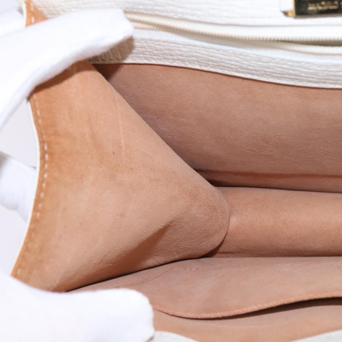 LOEWE Barcelona Hand Bag Leather 2way White Gold Auth 147666