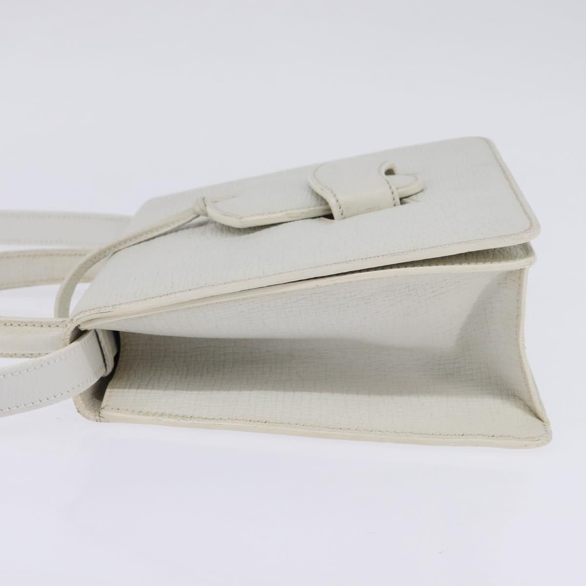 LOEWE Barcelona Hand Bag Leather 2way White Gold Auth 147666