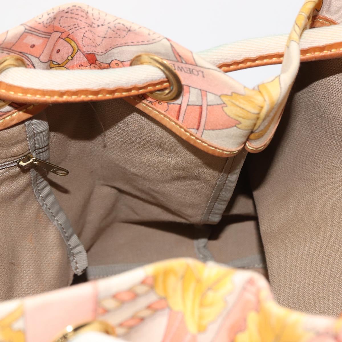 LOEWE Shoulder Bag Canvas Beige Gold Auth 147668