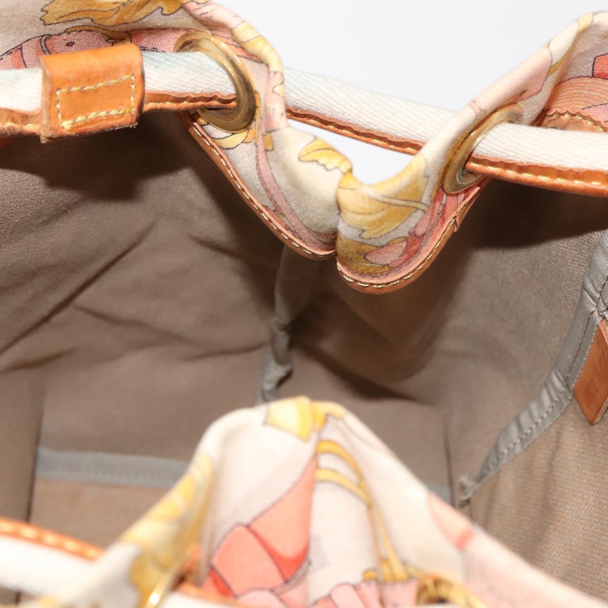 LOEWE Shoulder Bag Canvas Beige Gold Auth 147668