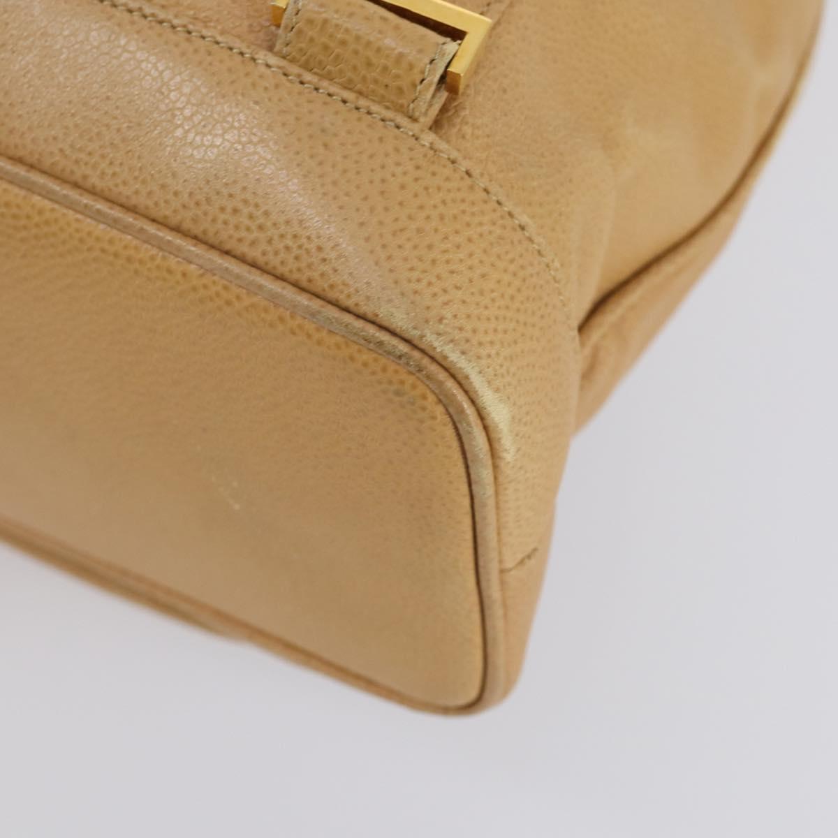 CHANEL Backpack Caviar Skin Beige Gold CC Auth 147672