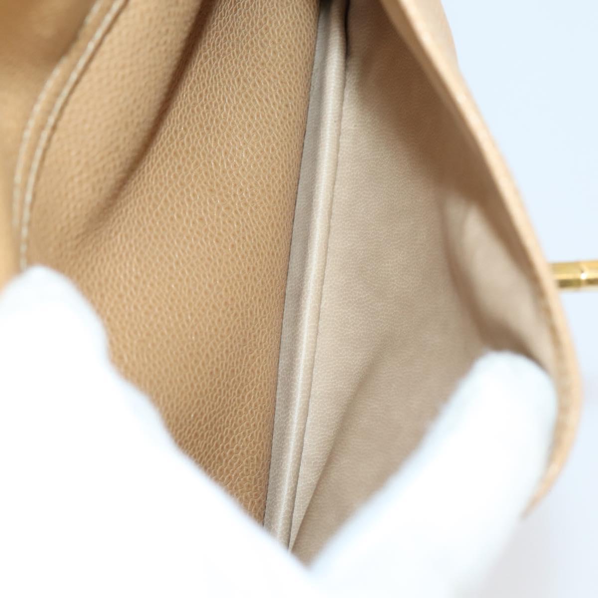 CHANEL Backpack Caviar Skin Beige Gold CC Auth 147672