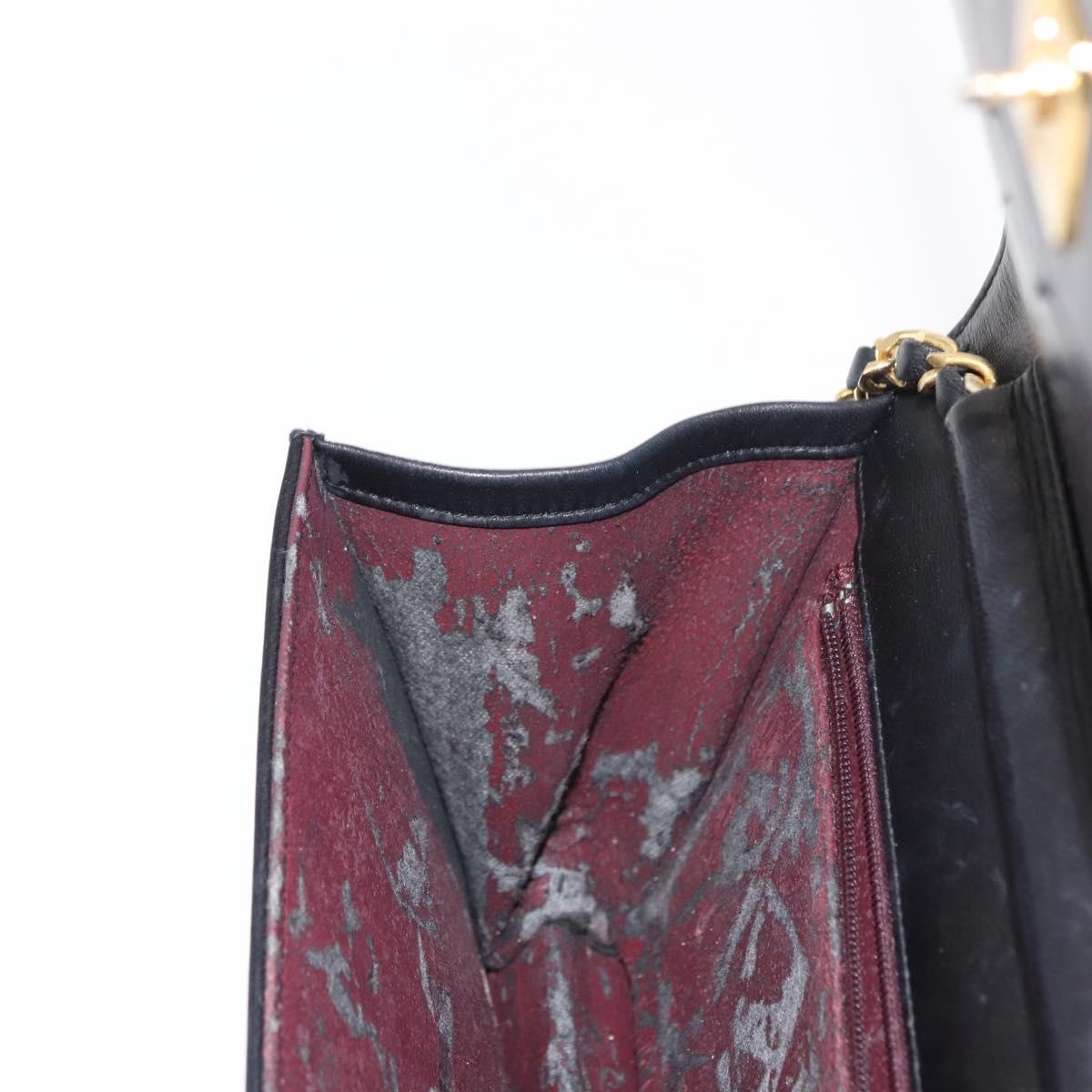CHANEL Matelasse Chain Shoulder Bag Lamb Skin Black Gold CC Auth 147673