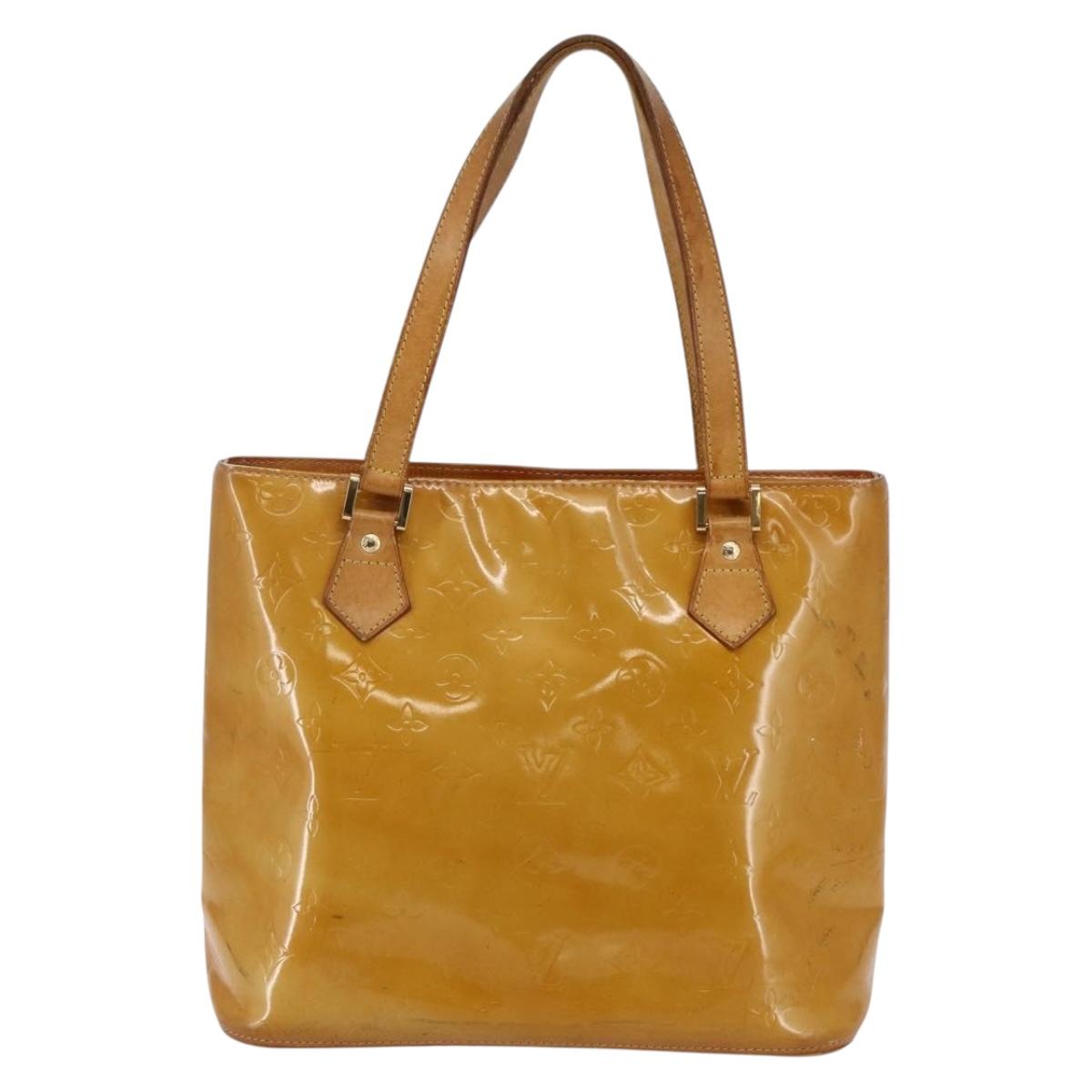 LOUIS VUITTON Monogram Vernis Houston Hand Bag Beige M91004 LV Auth 147674