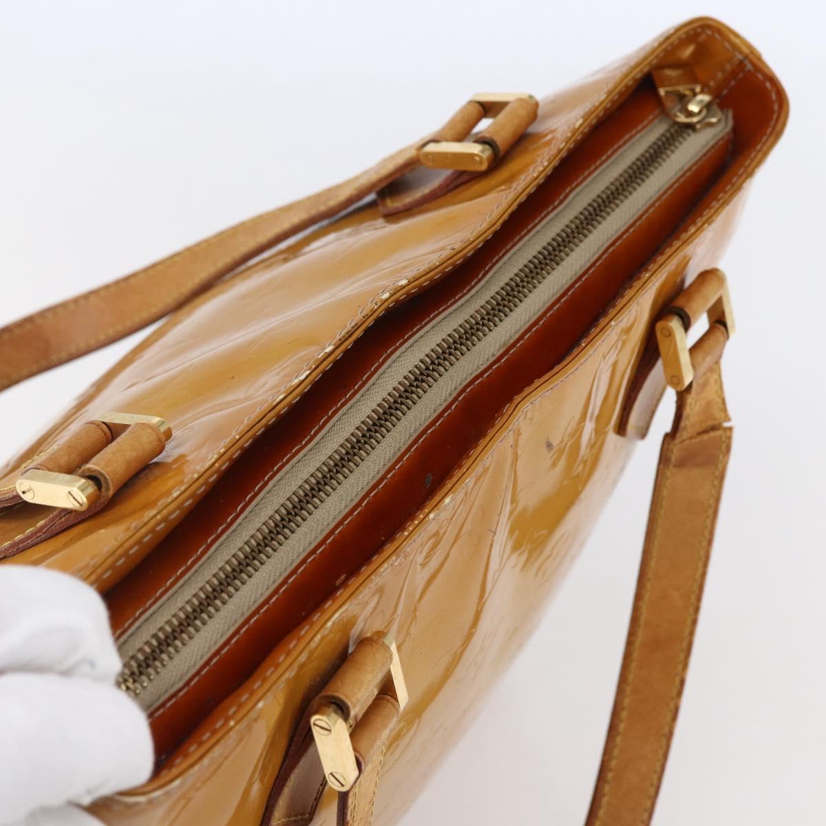 LOUIS VUITTON Monogram Vernis Houston Hand Bag Beige M91004 LV Auth 147674