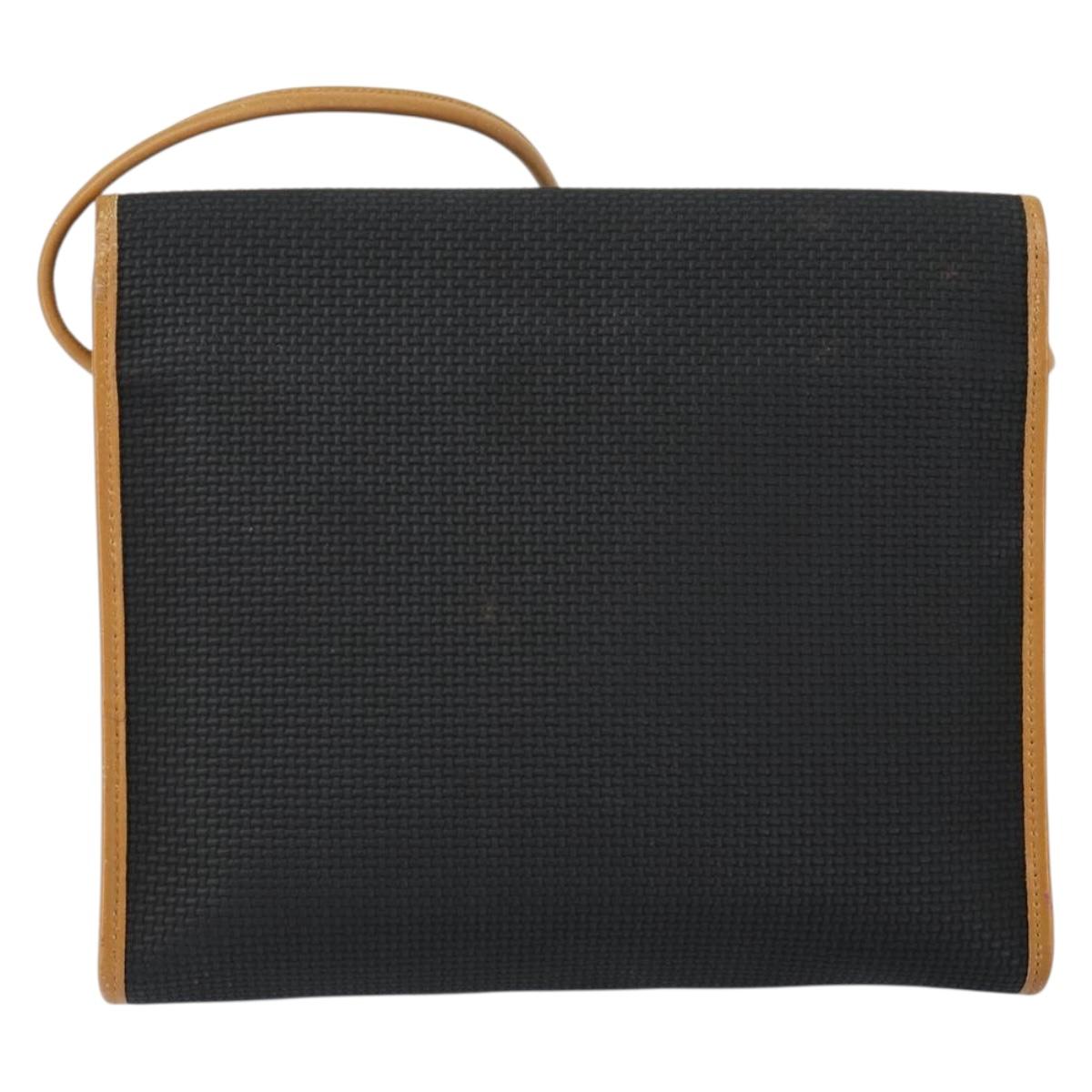 SAINT LAURENT Shoulder Bag PVC Black Gold Auth 147681