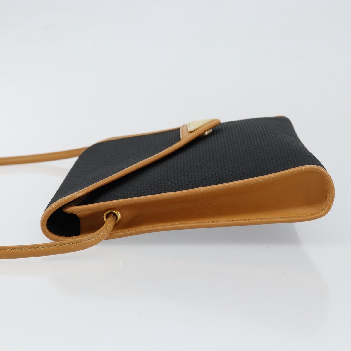 SAINT LAURENT Shoulder Bag PVC Black Gold Auth 147681