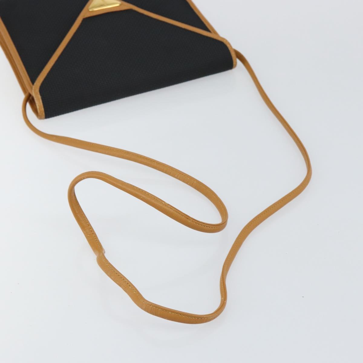 SAINT LAURENT Shoulder Bag PVC Black Gold Auth 147681