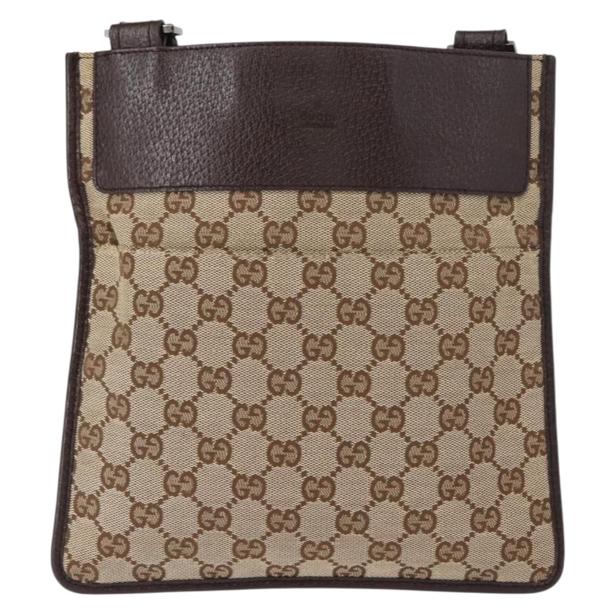 GUCCI GG Canvas Shoulder Bag Beige Silver 27639 Auth 147682