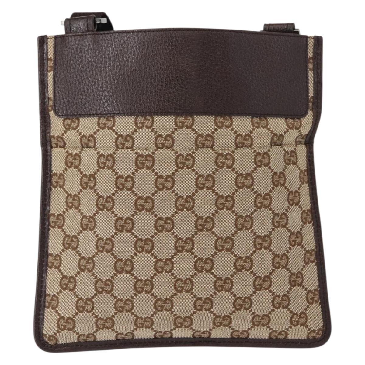 GUCCI GG Canvas Shoulder Bag Beige Silver 27639 Auth 147682