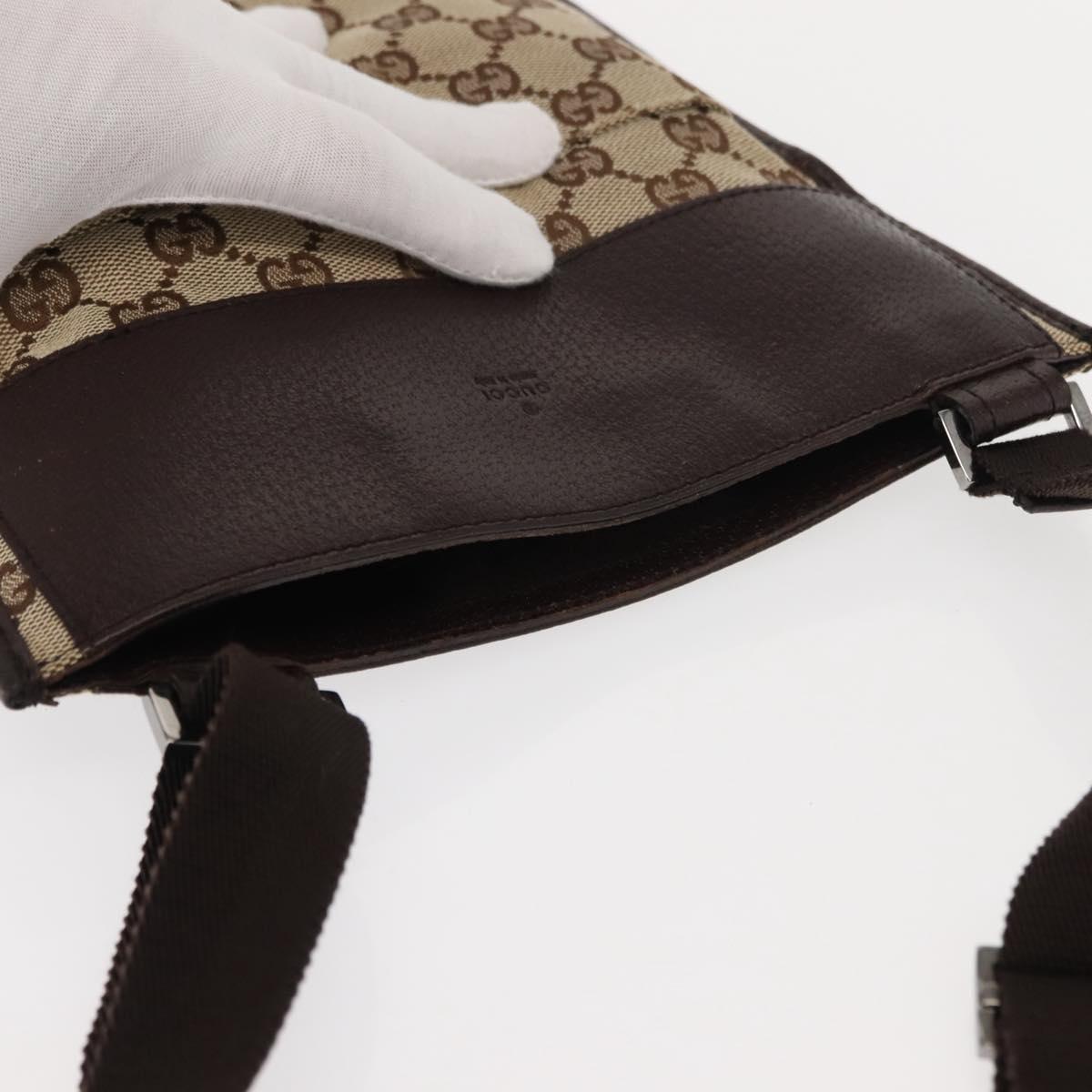 GUCCI GG Canvas Shoulder Bag Beige Silver 27639 Auth 147682