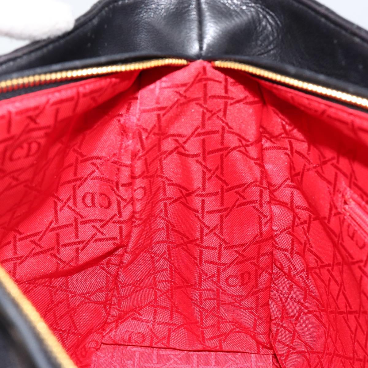 Christian Dior Lady Dior Canage Hand Bag Lamb Skin Black Auth 147686