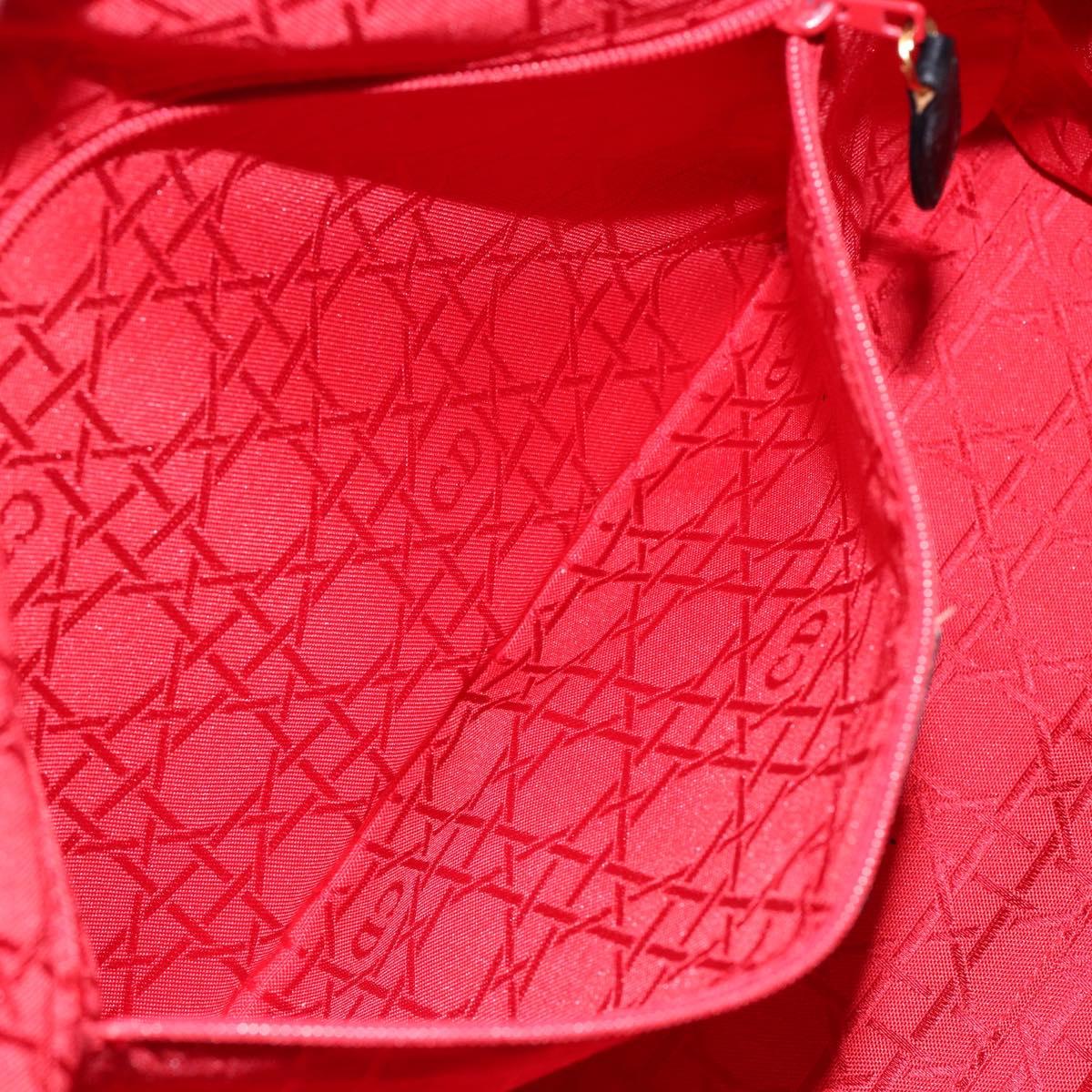 Christian Dior Lady Dior Canage Hand Bag Lamb Skin Black Auth 147686