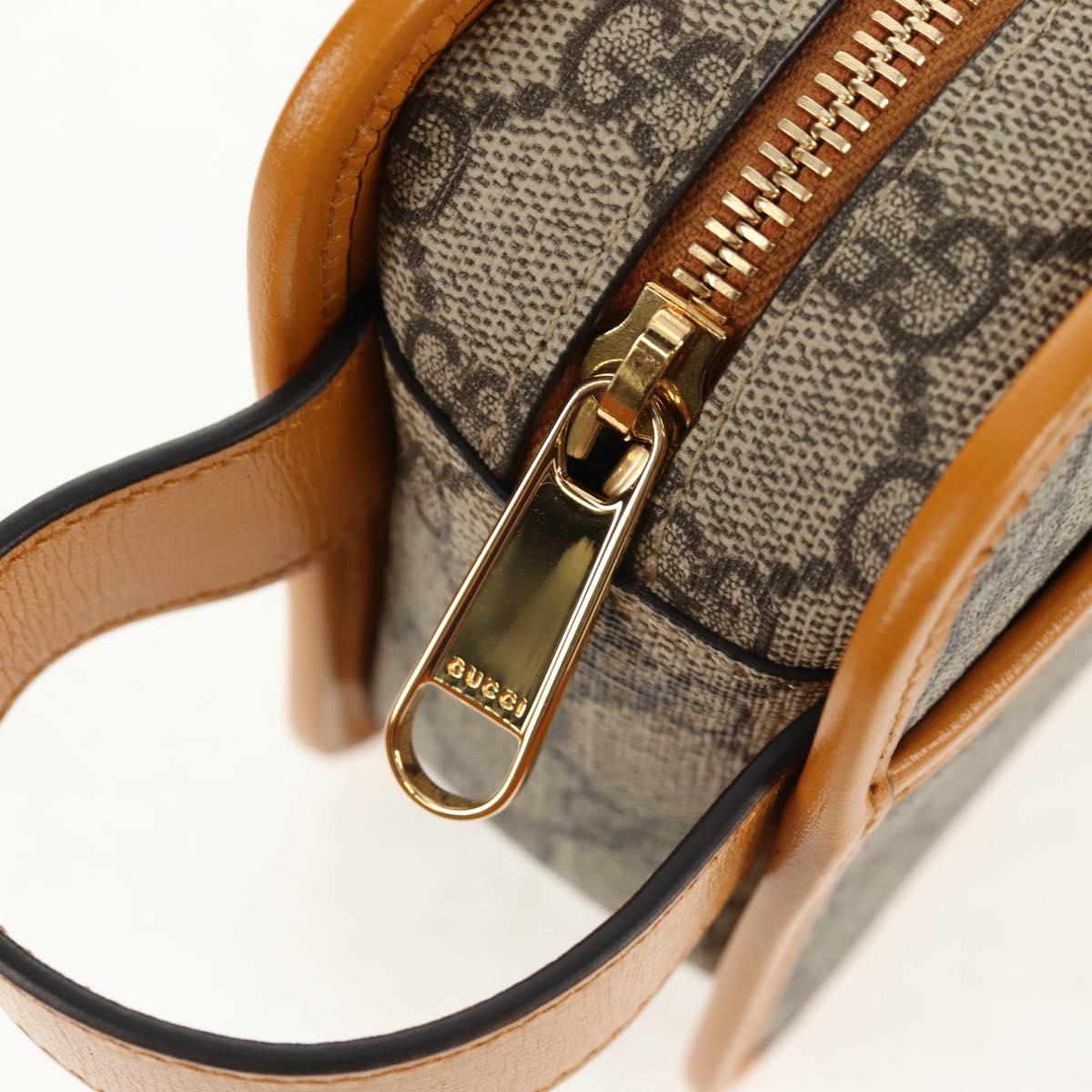 GUCCI GG Supreme Clutch Bag PVC Beige Gold 625764 Auth 147688M