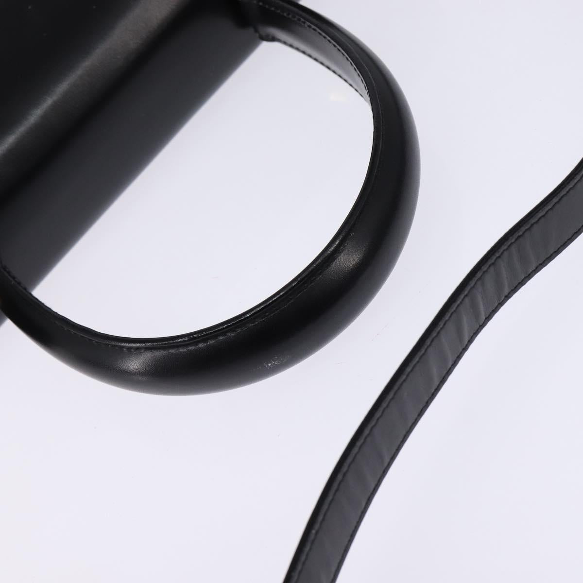 Salvatore Ferragamo Gancini Hand Bag Leather 2way Black Gold Auth 147713