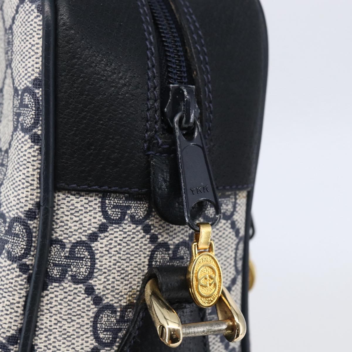 GUCCI GG Supreme Sherry Line Shoulder Bag PVC Navy Gold 72 001 4071 Auth 147721