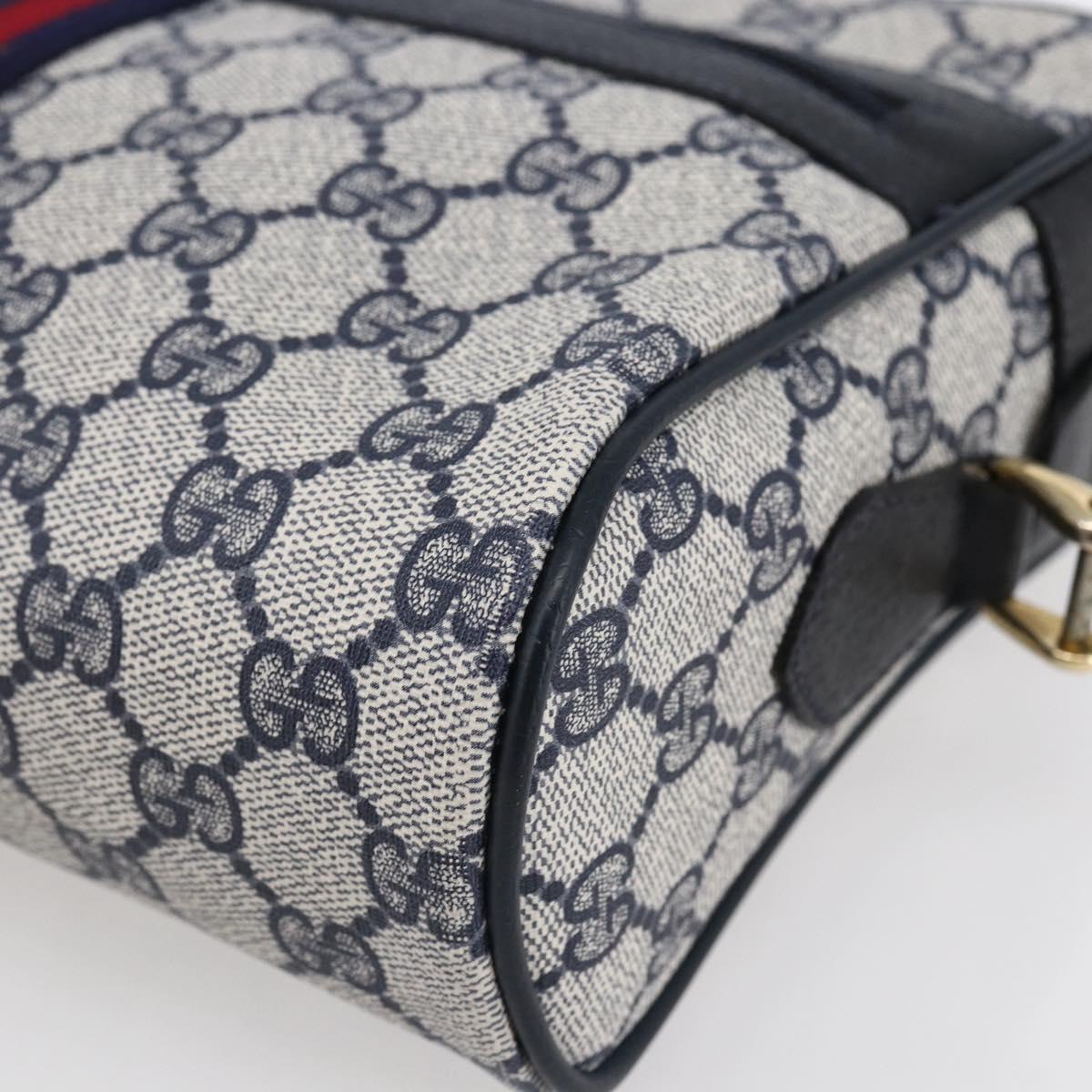 GUCCI GG Supreme Sherry Line Shoulder Bag PVC Navy Gold 72 001 4071 Auth 147721