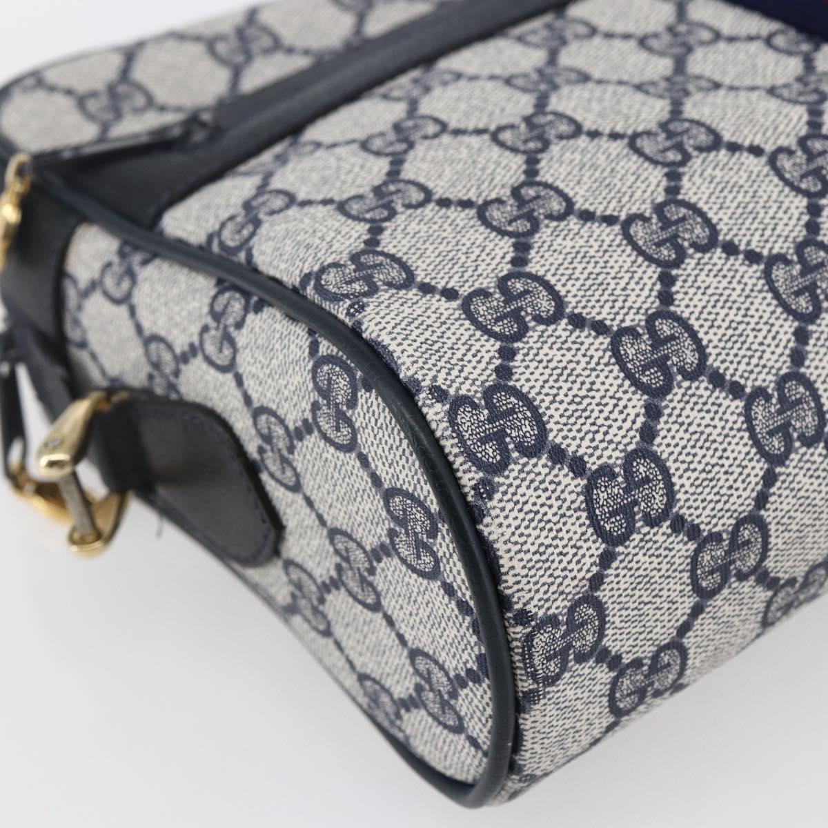 GUCCI GG Supreme Sherry Line Shoulder Bag PVC Navy Gold 72 001 4071 Auth 147721