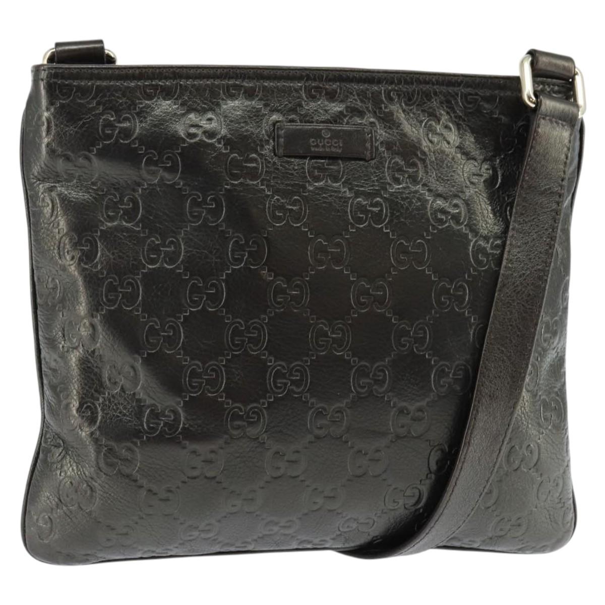 GUCCI Guccissima GG Canvas Shoulder Bag Leather Gray Gold 201538 Auth 147723