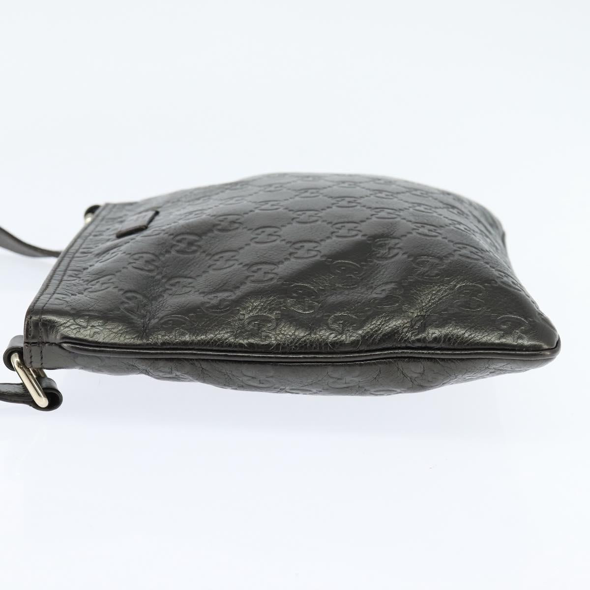 GUCCI Guccissima GG Canvas Shoulder Bag Leather Gray Gold 201538 Auth 147723