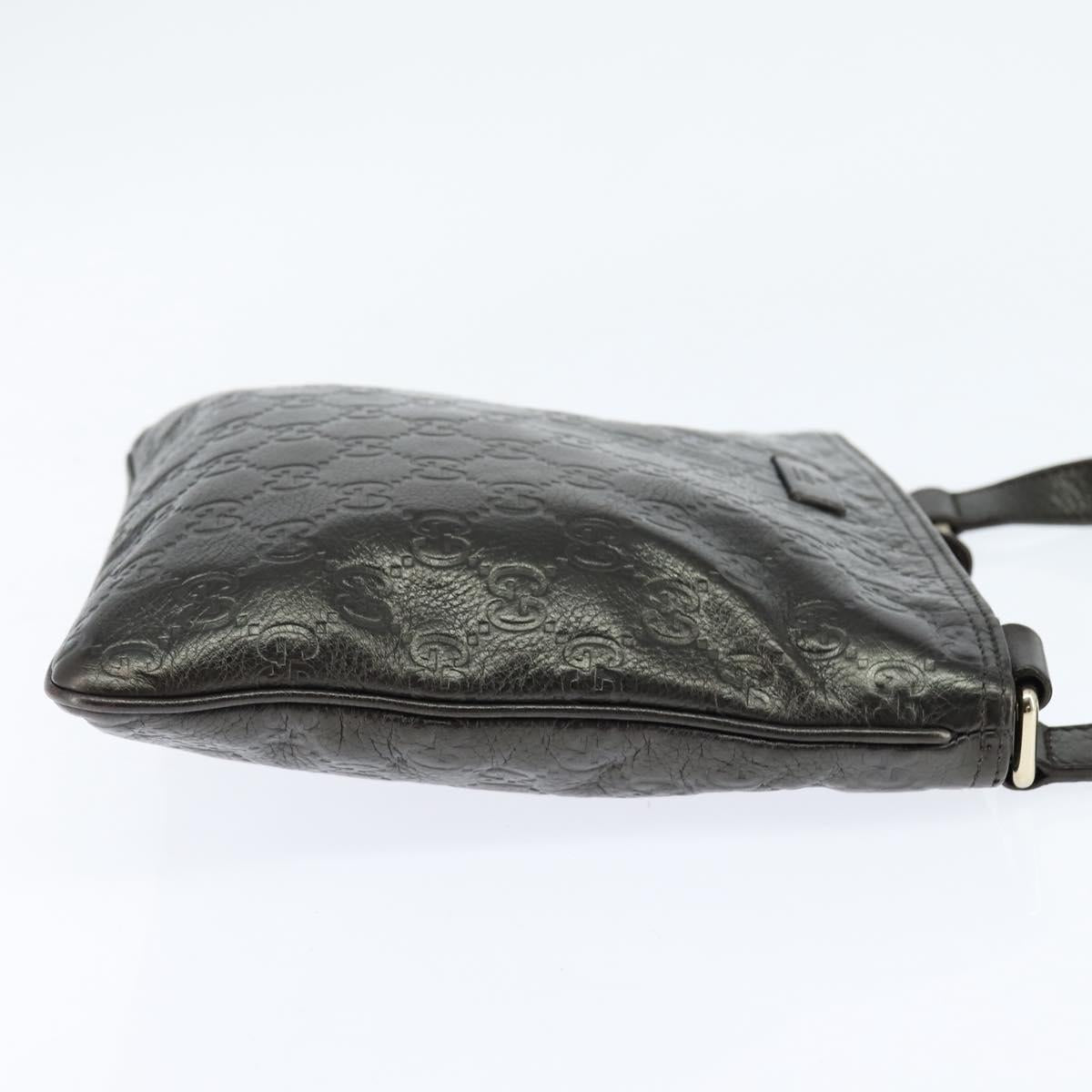 GUCCI Guccissima GG Canvas Shoulder Bag Leather Gray Gold 201538 Auth 147723