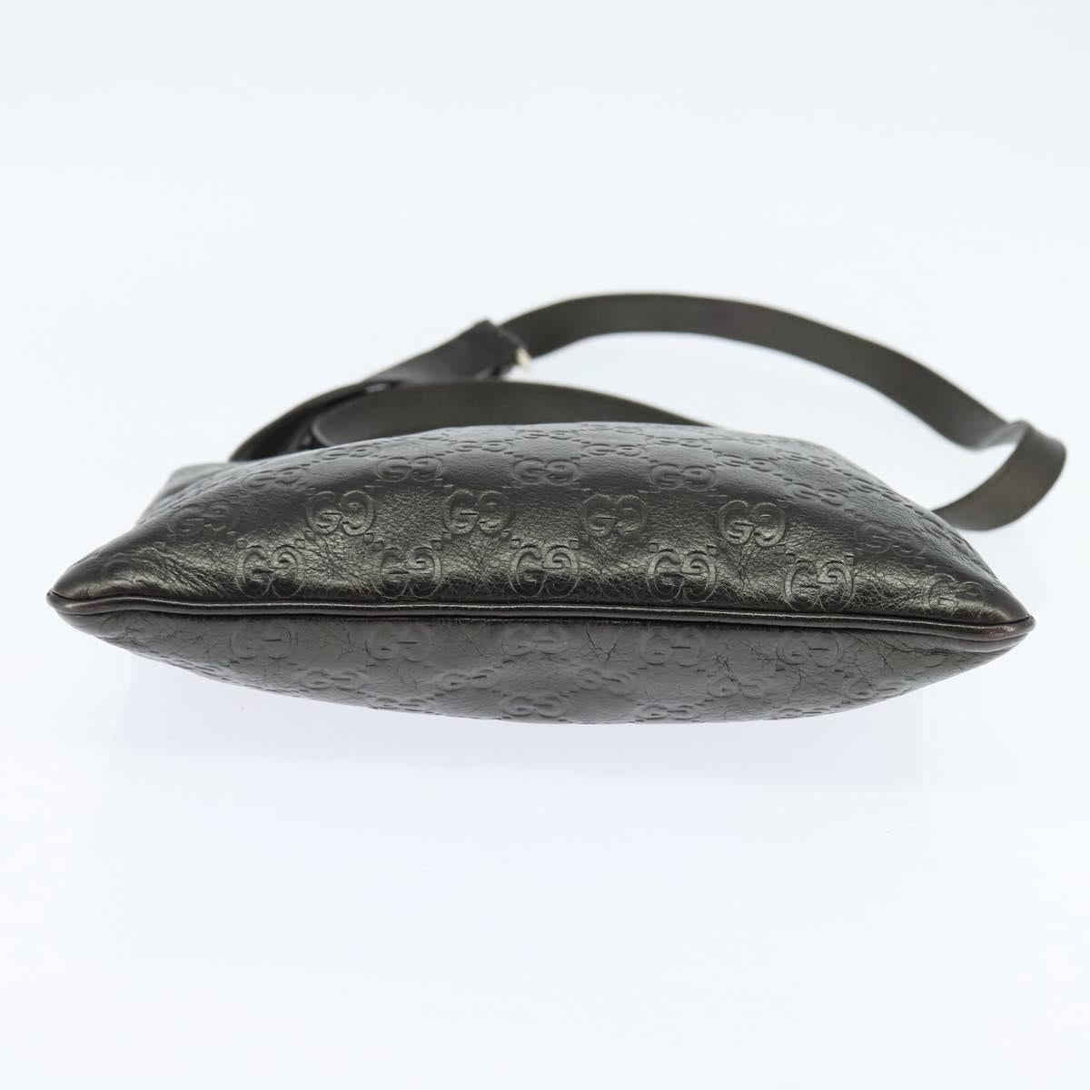 GUCCI Guccissima GG Canvas Shoulder Bag Leather Gray Gold 201538 Auth 147723