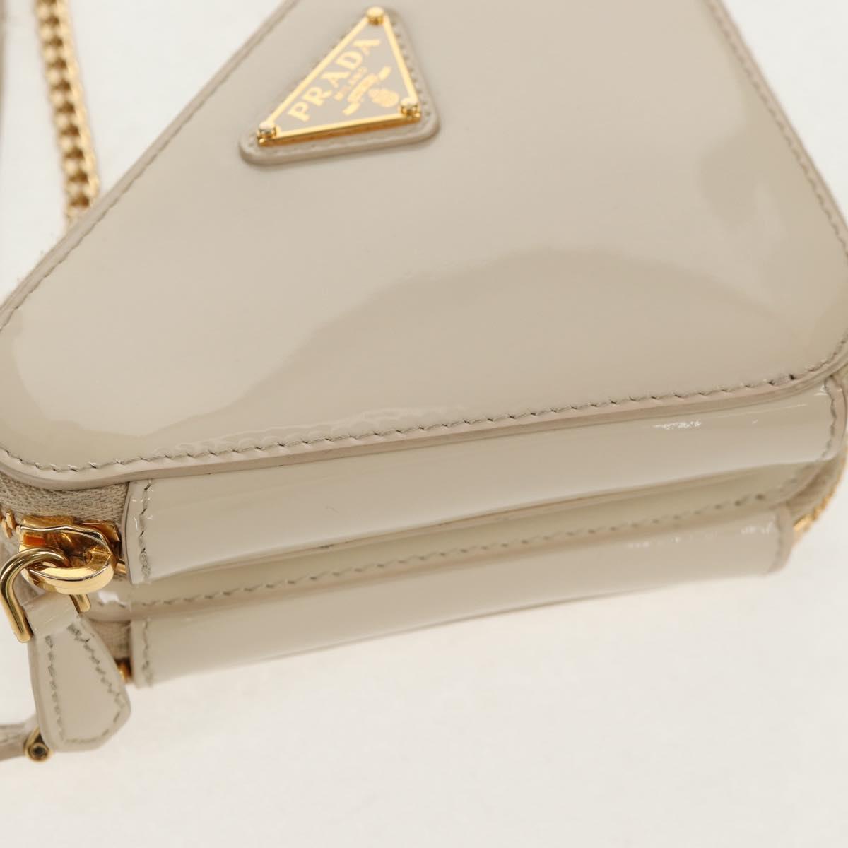 PRADA Triangle Mini Pouch Pouch Patent 2way Ivory Gold 1NR015 Auth 147726M