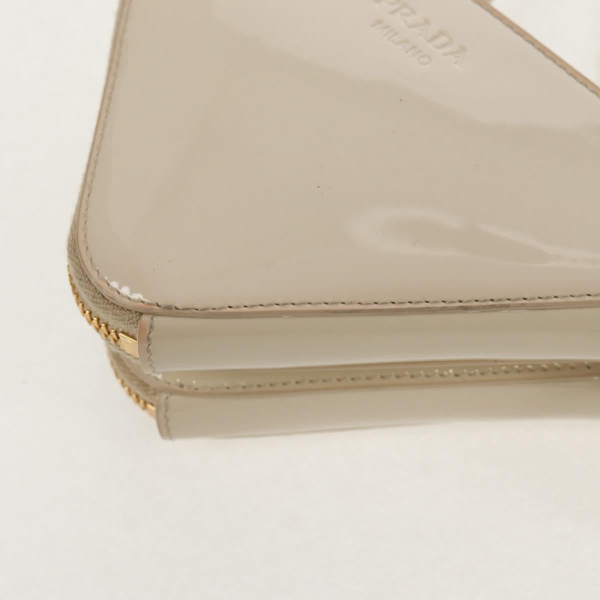 PRADA Triangle Mini Pouch Enamel 2way Ivory Gold 1NR015 Auth 147726M