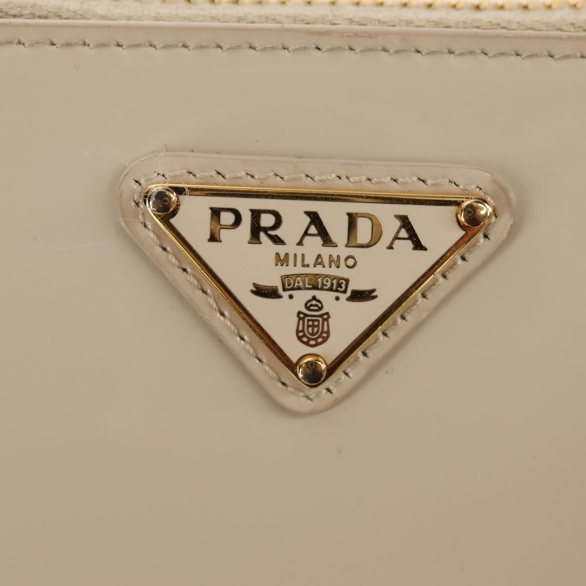 PRADA Triangle Mini Pouch Pouch Patent 2way Ivory Gold 1NR015 Auth 147726M