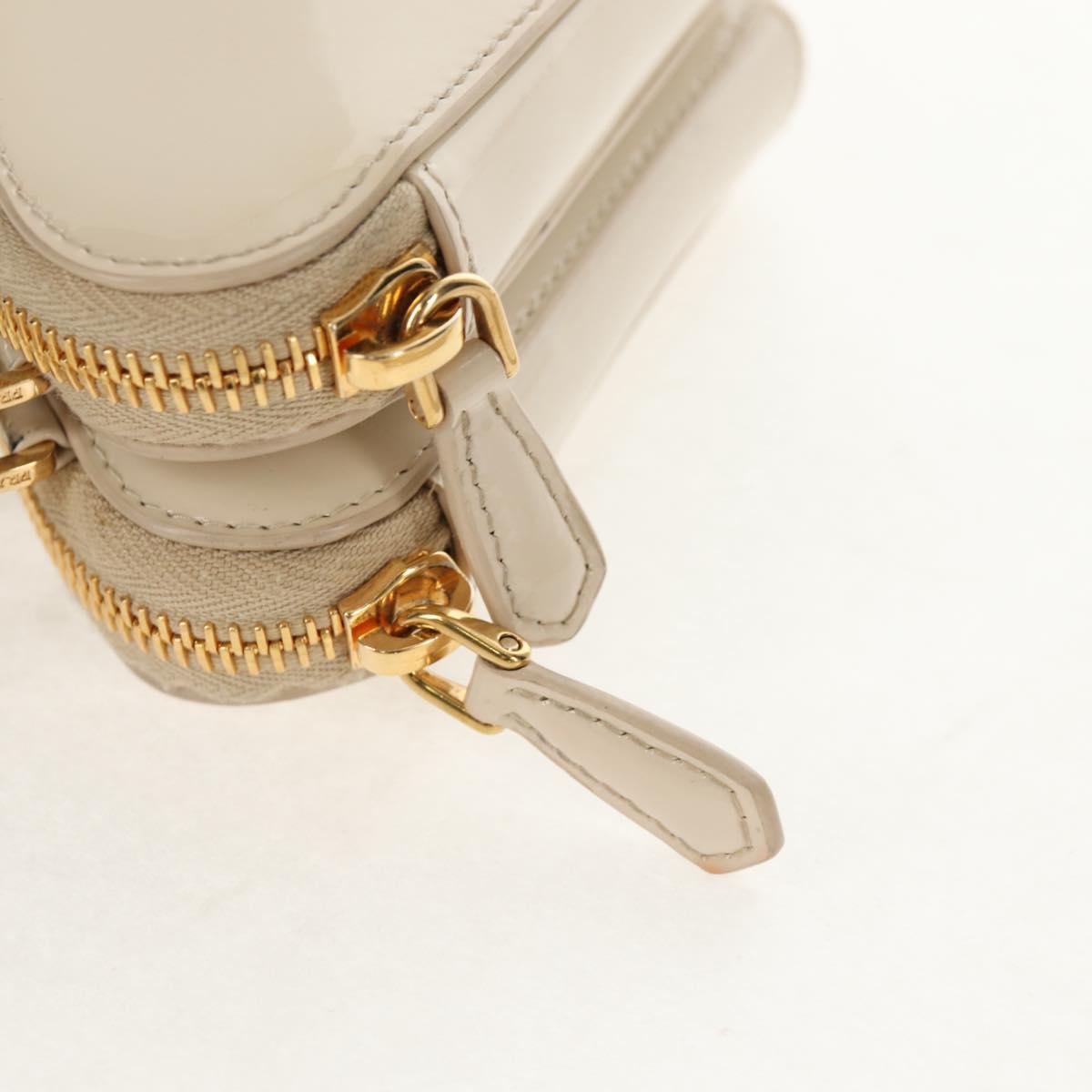 PRADA Triangle Mini Pouch Enamel 2way Ivory Gold 1NR015 Auth 147726M
