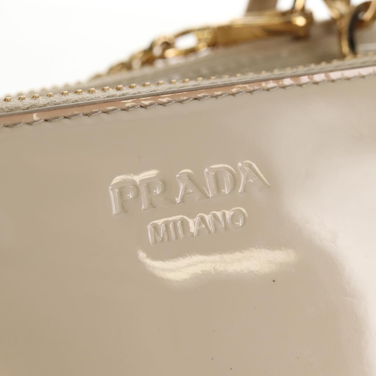 PRADA Triangle Mini Pouch Enamel 2way Ivory Gold 1NR015 Auth 147726M